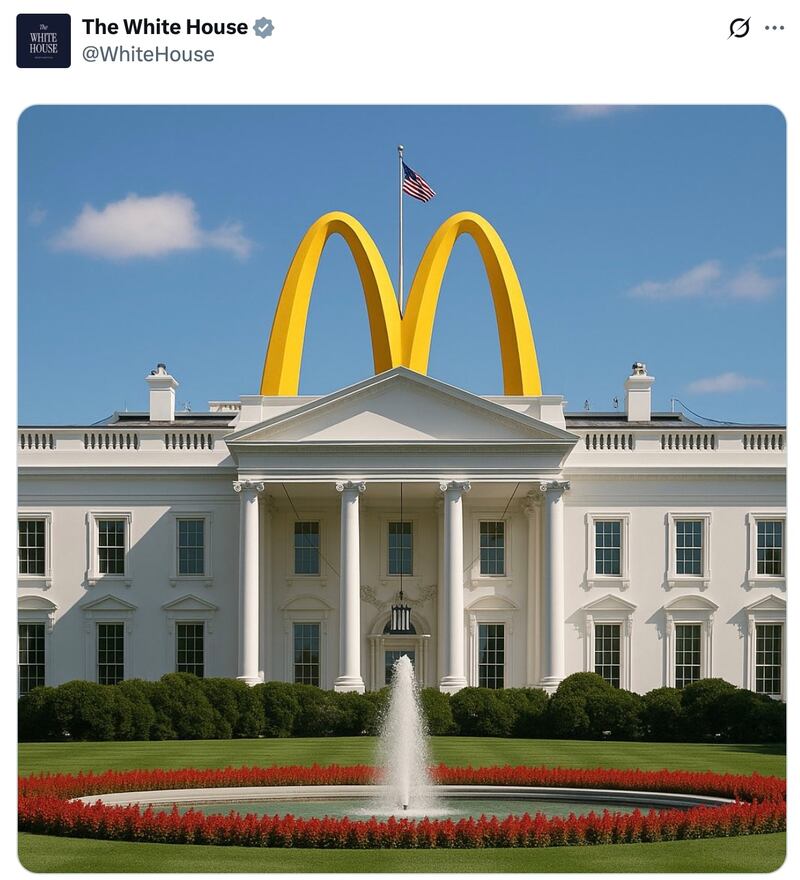 The White House's AI-generated photo posted on X.
