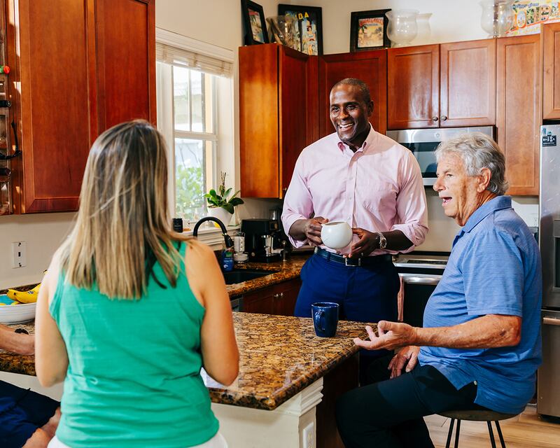 Republican Jon Maples (center) was endorsed by Donald Trump in the special election. The president urged Floridians to get out and vote in the special election for Maples in a post on Truth Social on March 23.