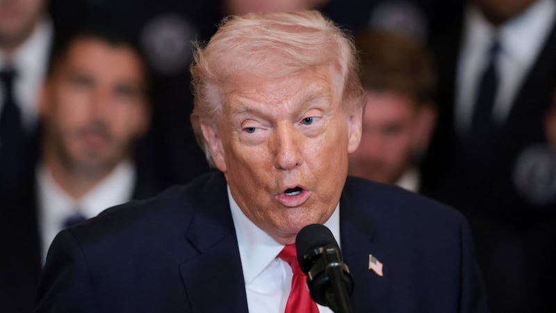 U.S. President Donald Trump speaks on the day he honors reigning Major League Soccer (MLS) champion Inter Miami CF players and team officials with an event in the East Room of the White House in Washington, D.C., U.S., March 5, 2026. REUTERS/Jonathan Ernst
