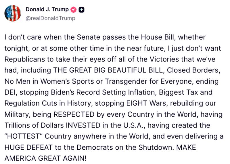 Trump Truth Social post