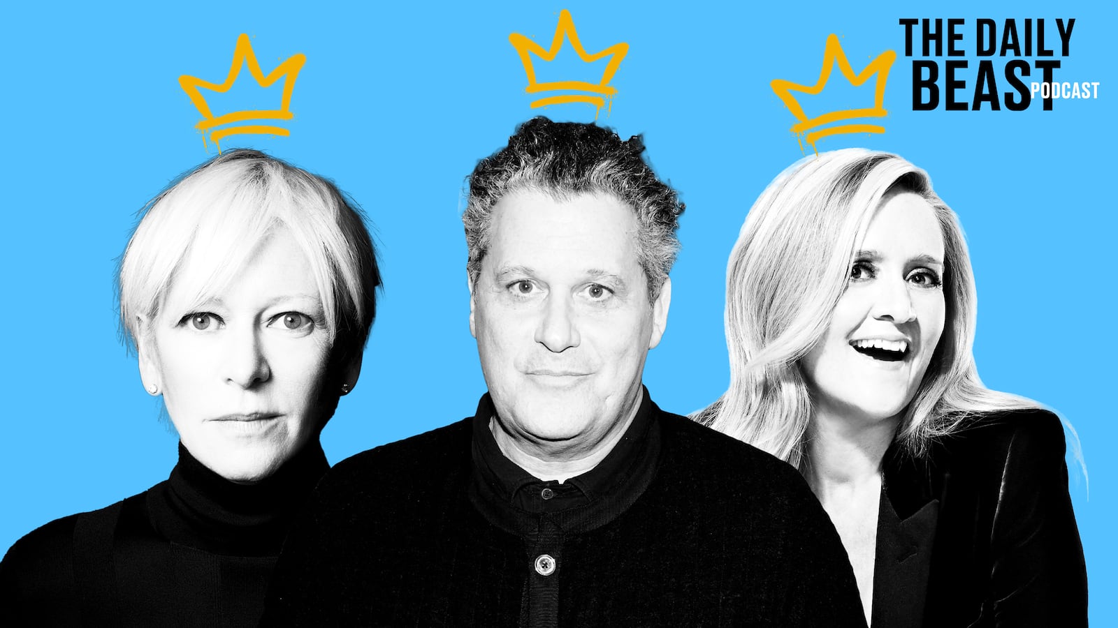 A photo illustration of Joanna Coles, Isaac Mizrahi, and Sam Bee.