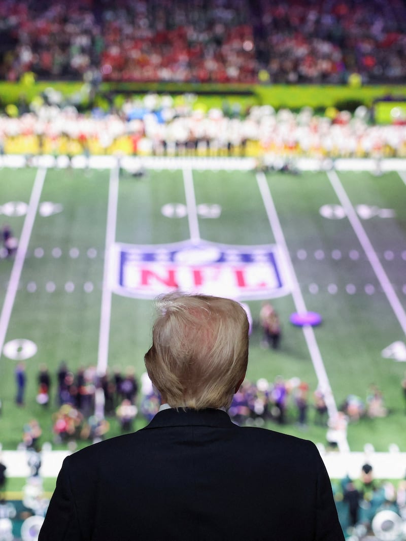 President Donald Trump attends the Super Bowl in New Orleans, Louisiana on February 9, 2025.