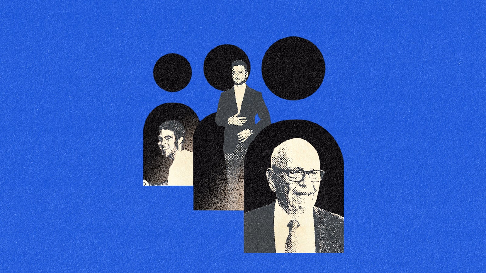 A photo illustration that shows the MySpace logo with Rupert Murdoch, Justin Timberlake and Tom Anderson weaved throughout