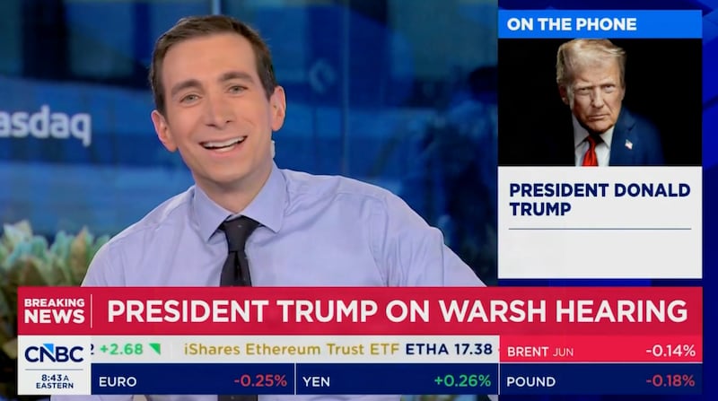 Andrew Ross Sorkin could not help but smile as he learned that his co-host allegedly told the president he would not be on the show.