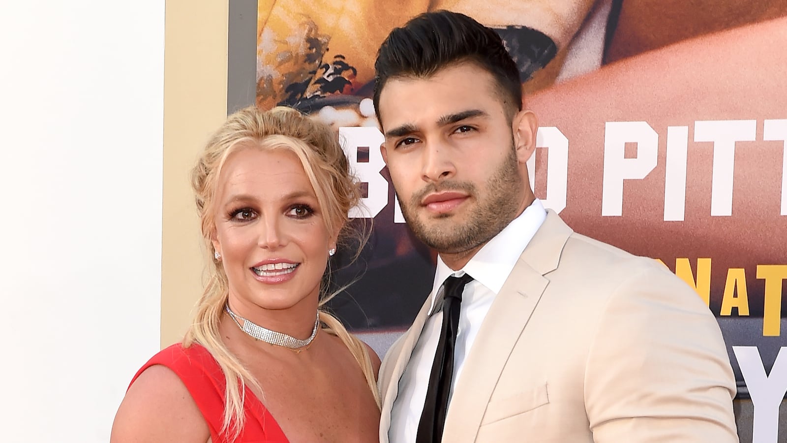 HOLLYWOOD, CALIFORNIA - JULY 22: Britney Spears and Sam Asghari attend Sony Pictures' "Once Upon a Time ... in Hollywood" Los Angeles Premiere on July 22, 2019 in Hollywood, California.