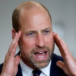 Britain's Prince William gestures as he meets with serving submariners and their families at Drumfork Centre on the Churchill Estate, in Helensburgh, Scotland, June 2, 2026.    Jeff J Mitchell/Pool via REUTERS
