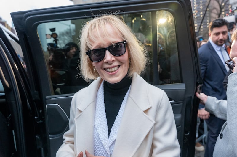 NEW YORK, NEW YORK - JANUARY 26: E. Jean Carroll departs a Manhattan federal court at the conclusion of her defamation suit against Donald Trump on January 26, 2024 in New York City. A New York jury has awarded Carroll 83.3 million dollars in her civil trial against Trump. (Photo by Spencer Platt/Getty Images)