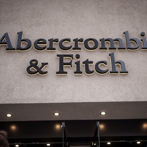 The logo of Abercrombie & Fitch in Manhattan.