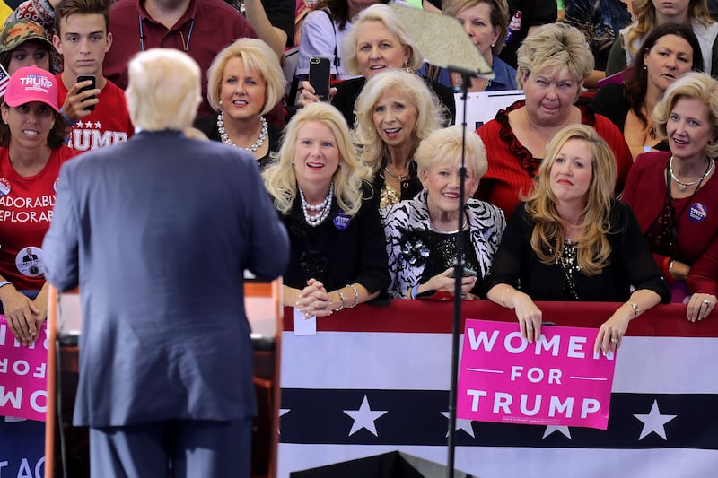 Female Trump supporters at a 2016 rally in Pennsylvania. According to Thursday's C-SPAN caller, none of them should run for office.