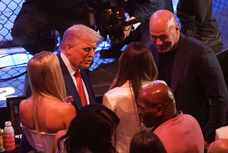U.S. President Donald Trump, his daughter Ivanka Trump and Dana White, CEO of the Ultimate Fighting Championship, attend the Ultimate Fighting Championship (UFC) 316 event