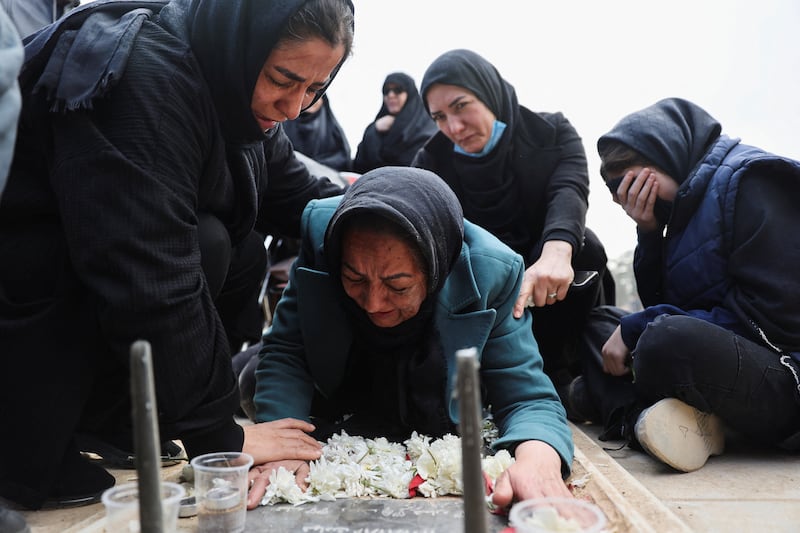 Mourners react as they attend a funeral ceremony for victims of Israeli and U.S. strikes, amid the U.S.-Israeli conflict with Iran, in Tehran, Iran, March 9, 2026. Majid Asgaripour/WANA (West Asia News Agency) via REUTERS ATTENTION EDITORS - THIS PICTURE WAS PROVIDED BY A THIRD PARTY