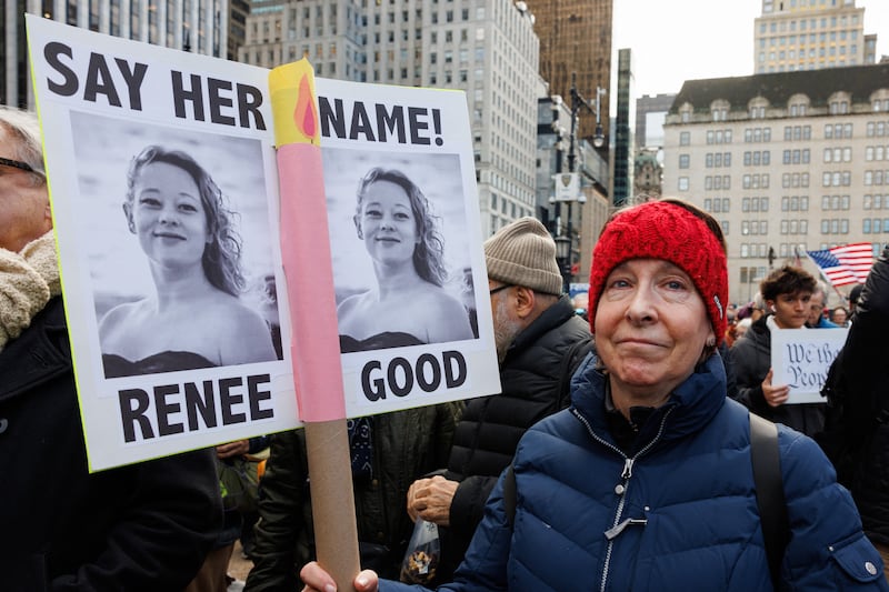Thousands of people participate in a 'No Wars, No Kings, No ICE' protest against the policies of the Trump administration.