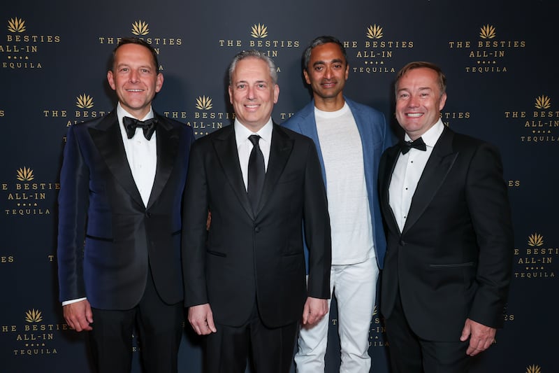 David Friedberg, David O. Sacks, Dr. Chamath Palihapitiya, Jason Calacanis at The Besties All-In Tequila Launch Party at Delilah on June 21, 2025 in Los Angeles, California. (Photo by JC Olivera/Variety via Getty Images)