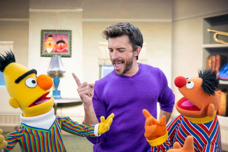 Bert, Jonathan Bailey, and Ernie on 'Sesame Street'