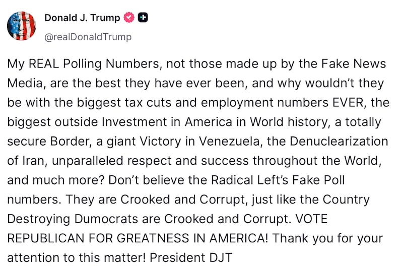 Trump complains about his polling figures.
