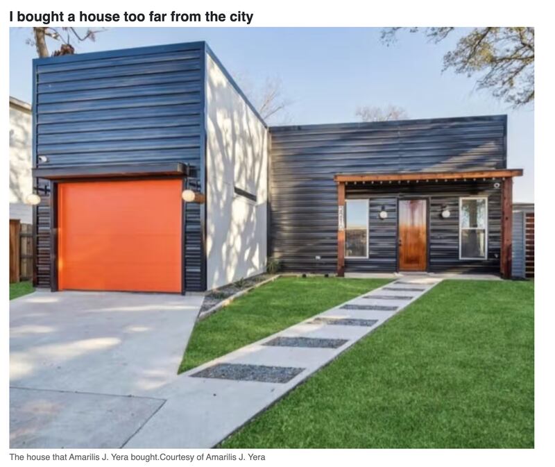 The author of an erased essay claimed she purchased this house an hour outside Houston in 2019 for $245,000. A reverse image search revealed that the home was being promoted this summer as a new build for sale in Dallas, with an asking price of $379,000.