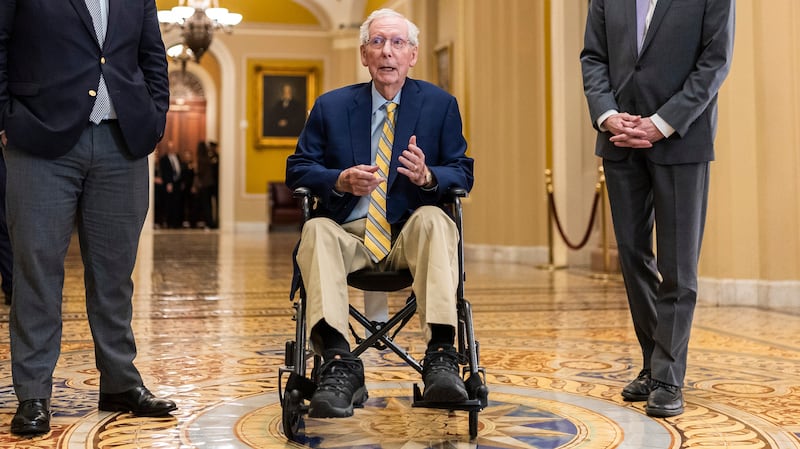 Sen. Mitch McConnell (R-KY) arrives for a vote at the U.S. Capitol on September 14, 2026 in Washington, D.C. This is McConnell’s first public appearance in over 90 days after he recovered from a fall and illness.