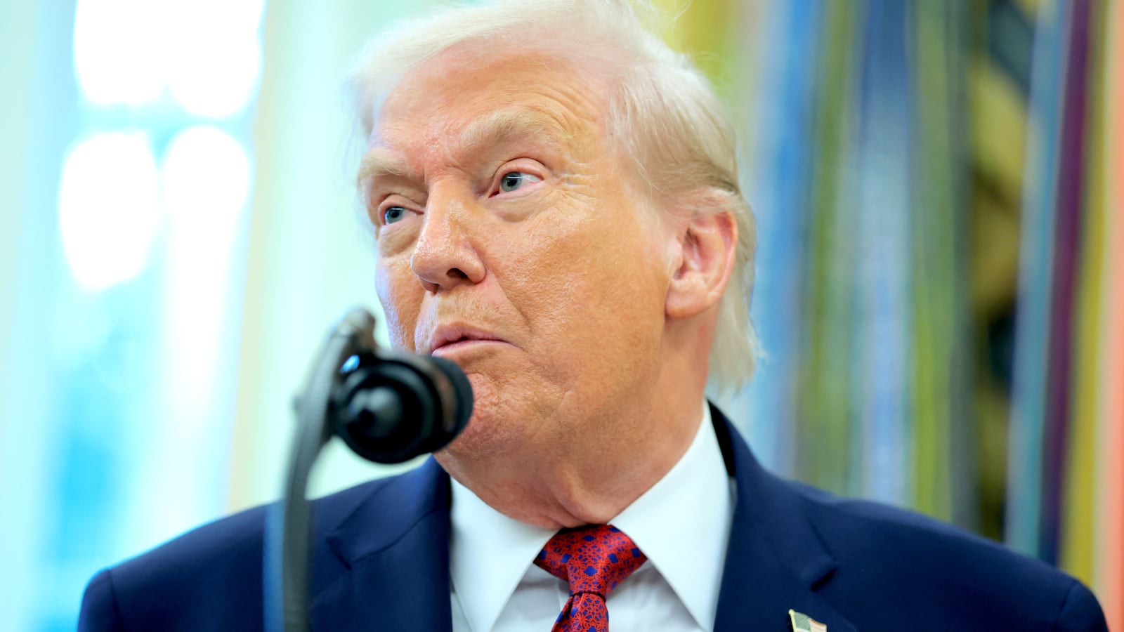 U.S. President Donald Trump speaks to reporters