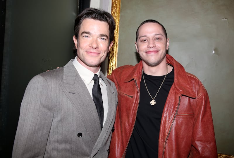 NEW YORK, NEW YORK - DECEMBER 16:  (Exclusive Coverage) John Mulaney and Pete Davidson attend the "All In: Comedy About Love By Simon Rich" Gala Performance at Hudson Theatre on December 16, 2024 in New York City. (Photo by Bruce Glikas/WireImage)