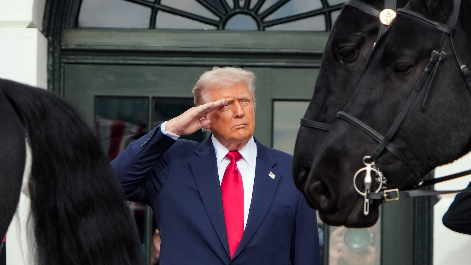 WASHINGTON, DC - NOVEMBER 18: U.S. President Donald Trump salutes a U.S. military honor guard as he awaits the arrival of Crown Prince and Prime Minister Mohammed bin Salman of Saudi Arabia to the White House on November 18, 2025 in Washington, DC. Trump is hosting the crown prince for meetings aimed at strengthening economic and defense ties, including the U.S. sale of F-35 fighter jets to Saudi Arabia. (Photo by Andrew Harnik/Getty Images)