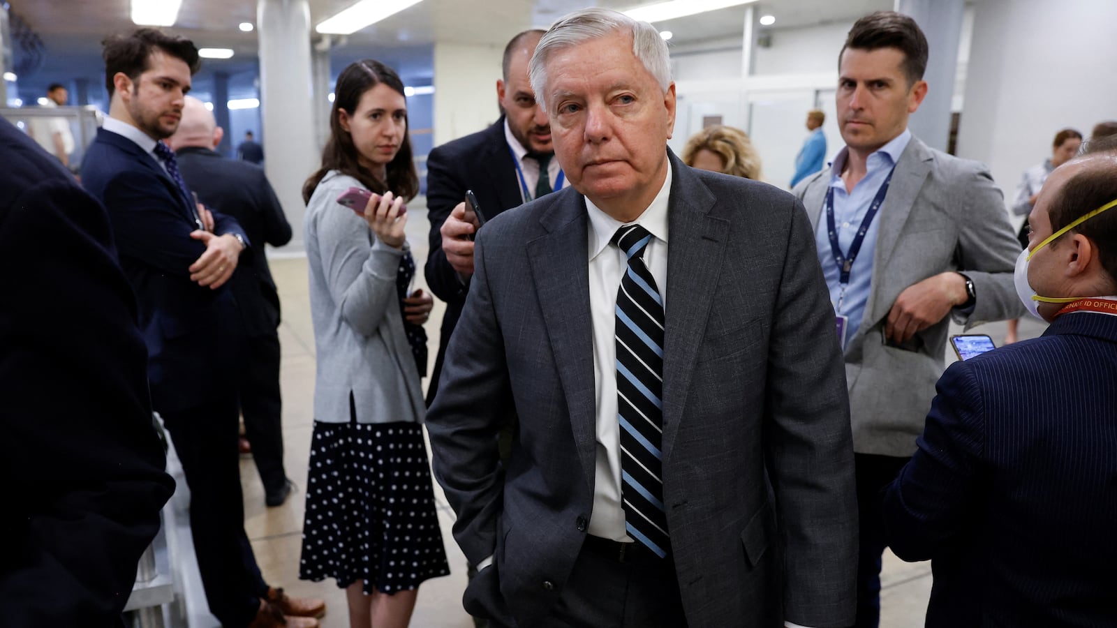 U.S. Senator Lindsey Graham (R-SC) arrives for the weekly Senate Republican caucus policy luncheon at the U.S. Capitol in Washington.