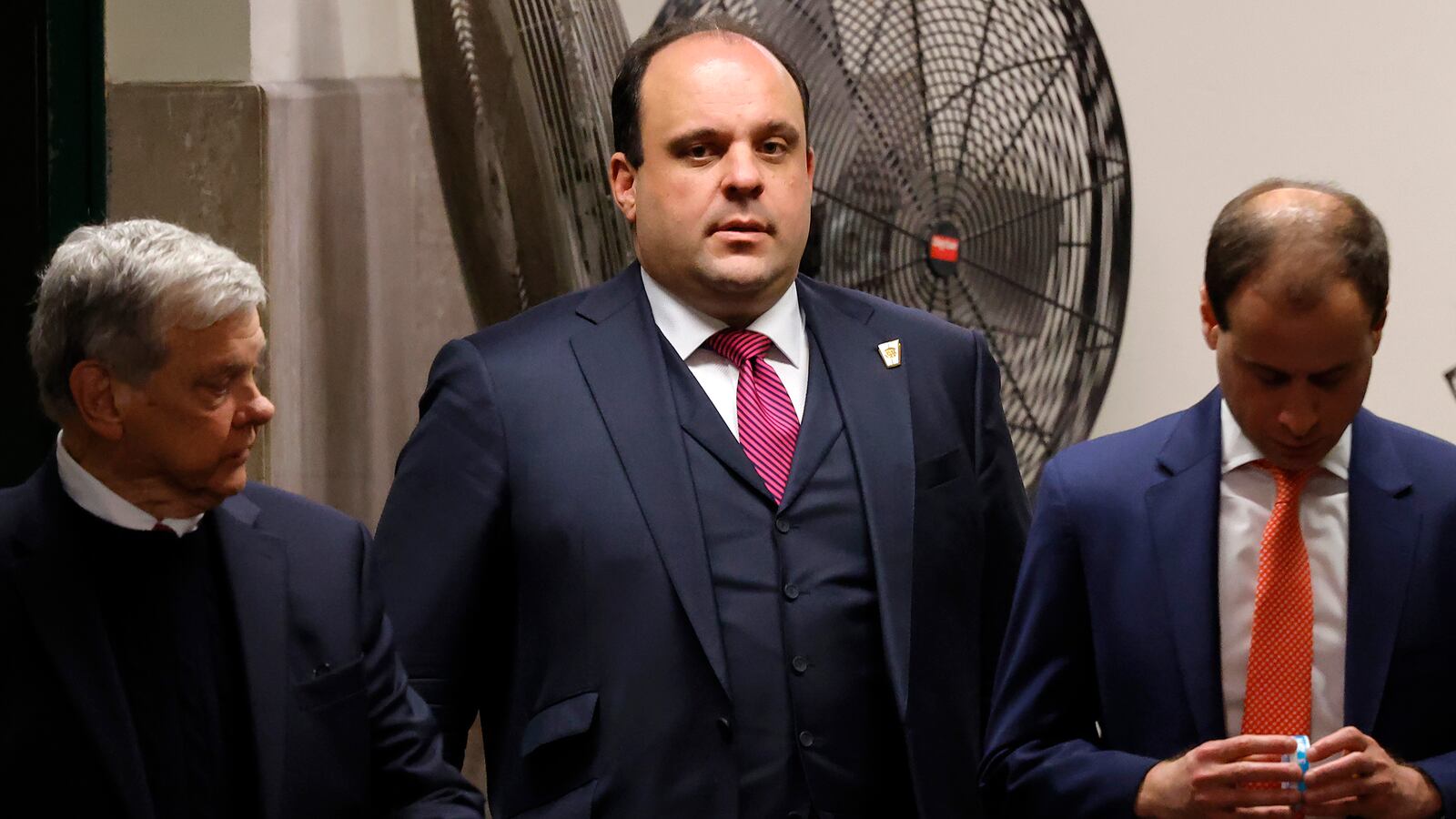 Boris Epshteyn, advisor to former U.S. President Donald Trump, returns to the courtroom after a break during Trump's hush money trial at Manhattan Criminal Court on May 20, 2024 in New York City.