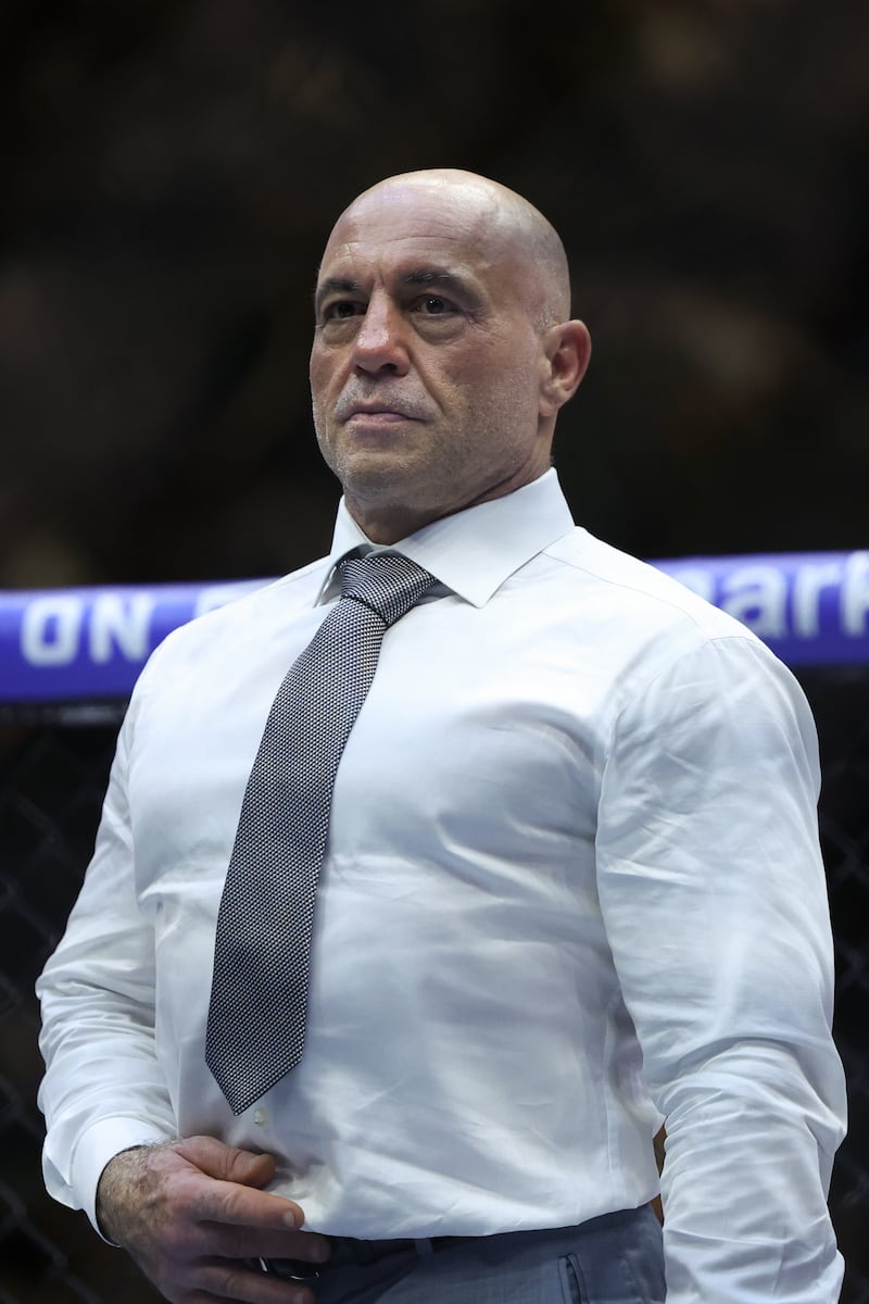Jun 14, 2026; Washington, D.C., UNITED STATES; UFC commentator Joe Rogan looks on during UFC Freedom 250 at White House South Lawn. Mandatory Credit: Amber Searls-Imagn Images