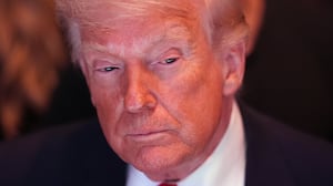 U.S. President Donald Trump attends UFC 327 at Kaseya Center on April 11, 2026 in Miami, Florida.