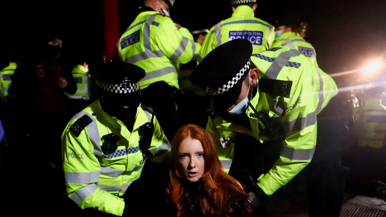 Patsy Stevenson being arrested at Clapham Common