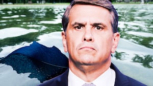 A photo illustration of Todd Blanche and D.C. Reflecting Pool.