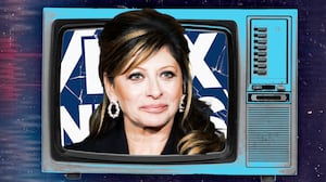 A photo illustration of Maria Bartiromo and a television.