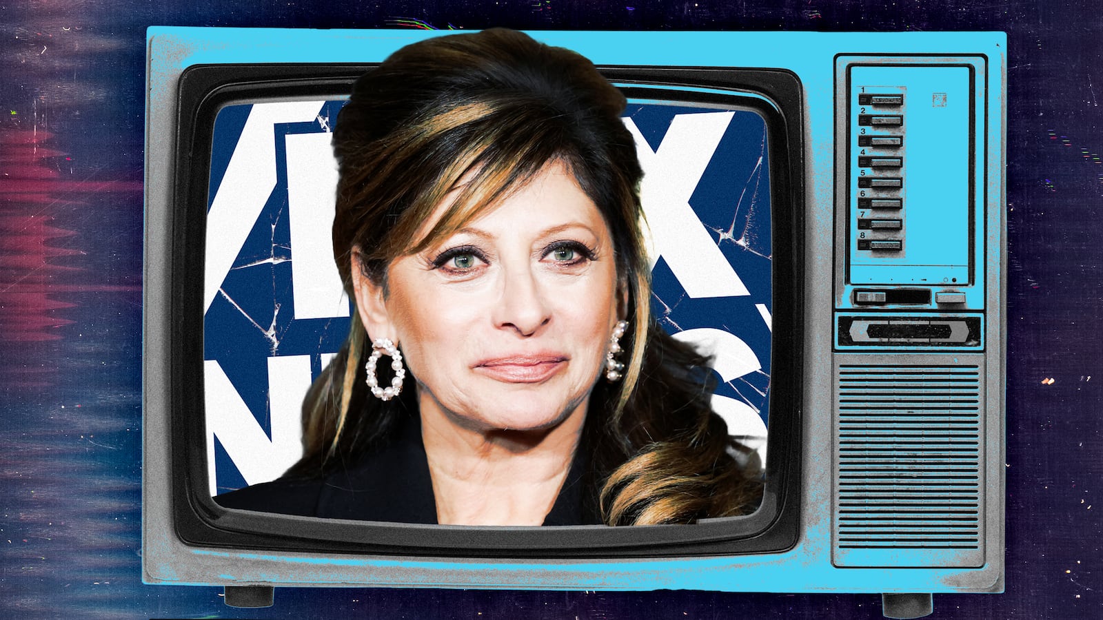 A photo illustration of Maria Bartiromo and a television.