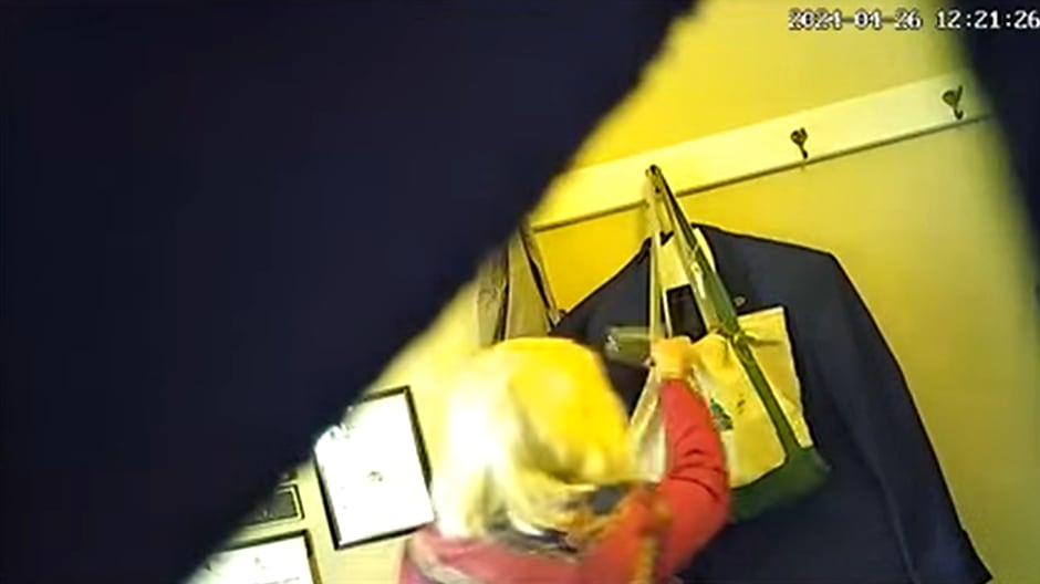 Vermont State Rep. Mary Morrissey (R-Bennington) caught on video dumping water into Rep. Jim Carroll’s bag.