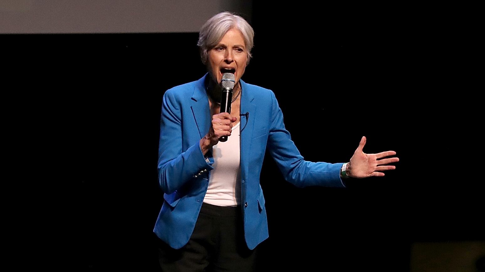 Green party nominee Jill Stein speaks during a campaign rally at the Hostos Center for the Arts & Culture in New York City.