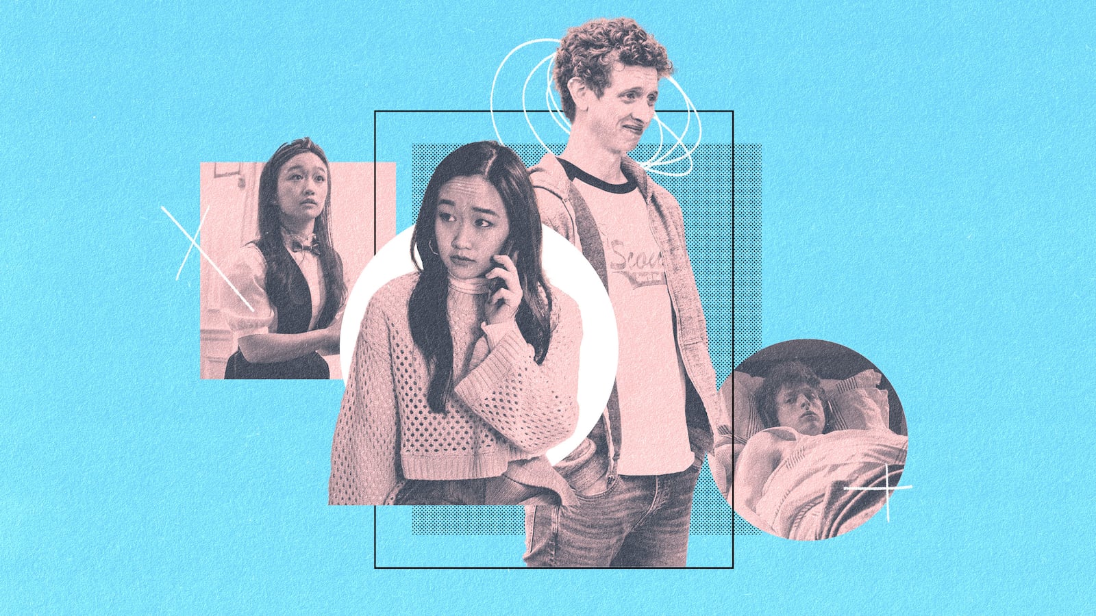 A photo illustration featuring Niall Cunningham and Cathy Ang in 'And Just Like That'