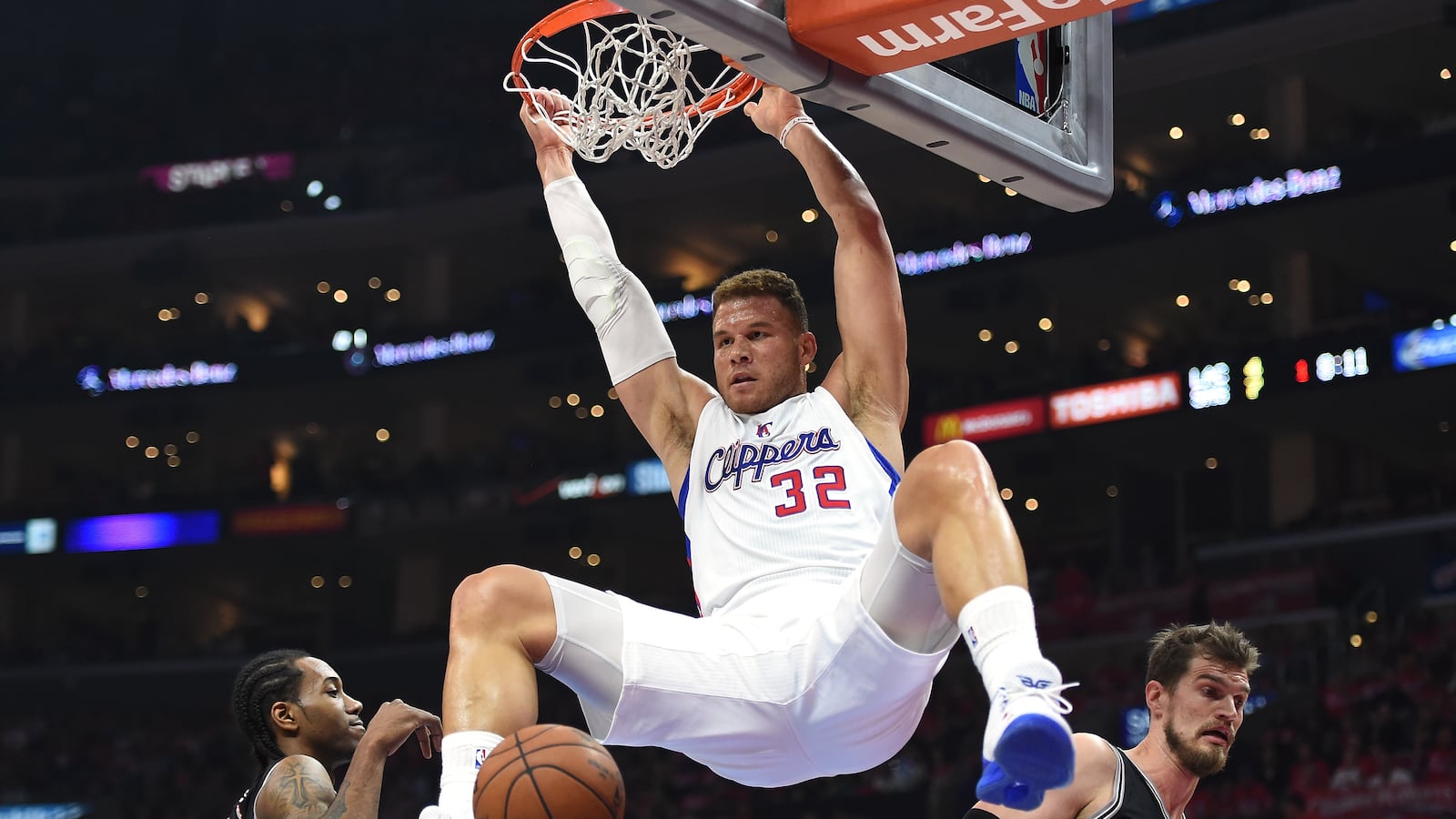 Blake Griffin #32 of the Los Angeles Clippers during the quarterfinals of the 2015 NBA Playoffs at Staples Center on April 22, 2015 in Los Angeles, California.