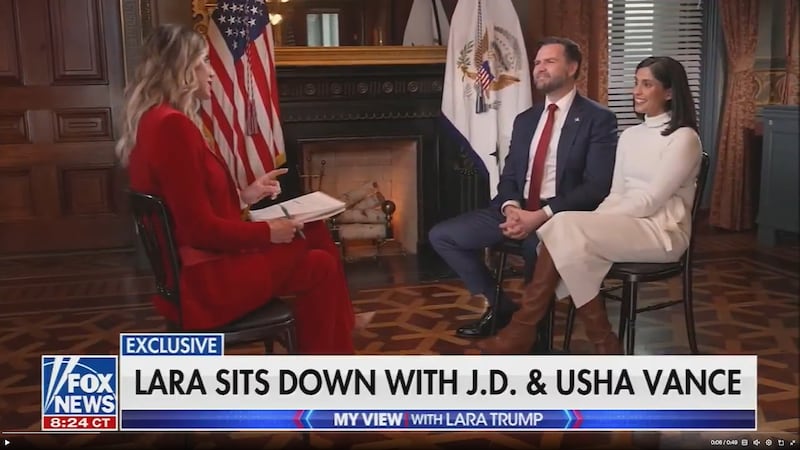 JD Vance and Usha Vance appear on Saturday's episode of 'My View With Lara Trump'.