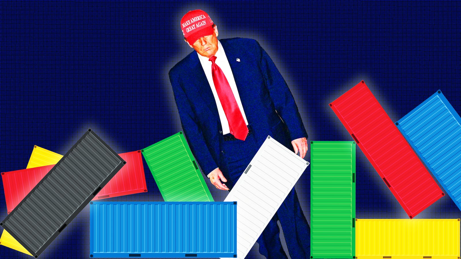 Donald Trump, cargo containers photo illustration