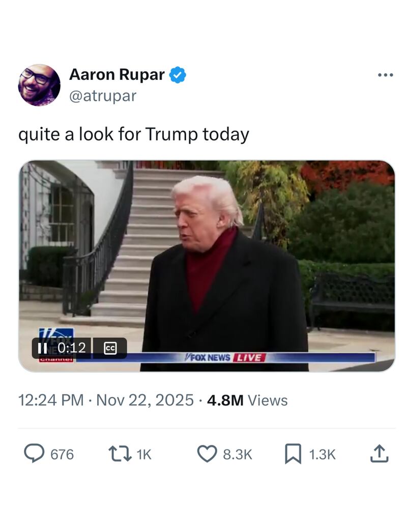 Social media users react to President Donald Trump's new scarf.