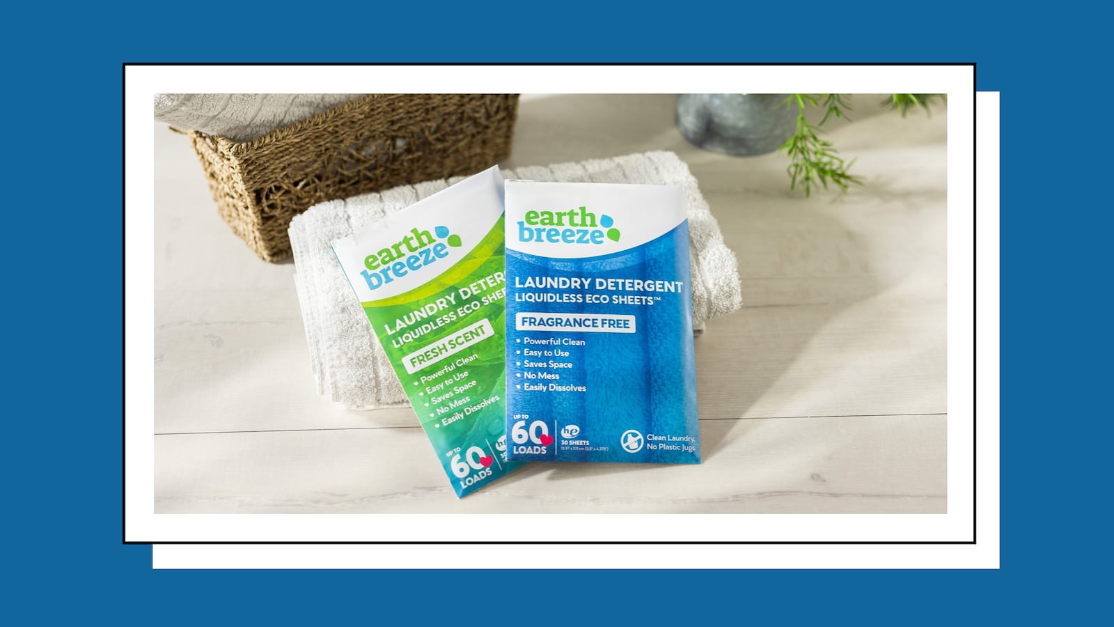 Earth Breeze Eco Sheets laying on a white towel.