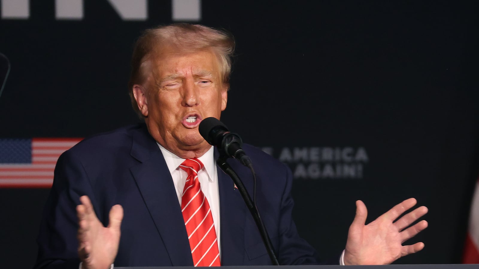 Donald Trump speaks during a campaign event in Sioux City, Iowa.