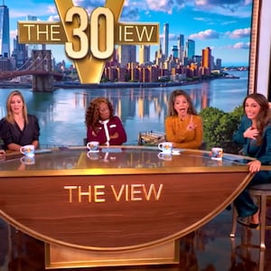 The co-hosts of the view on a panel.