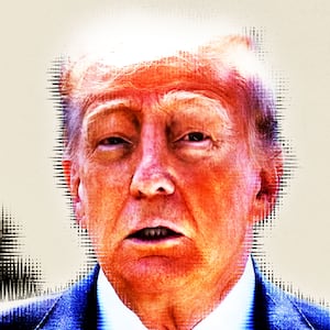 Donald Trump distorted and looking nervous