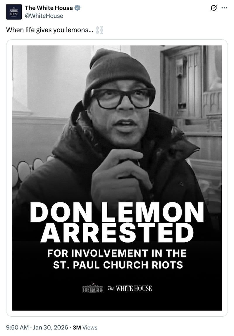 White House tweet celebrating Don Lemon's arrest