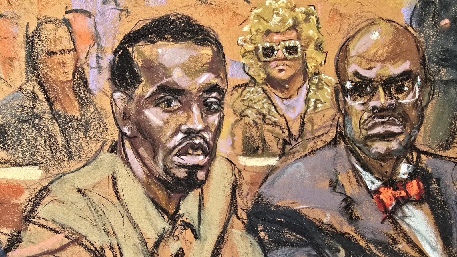 A courtroom sketch of Sean "Diddy" Combs.