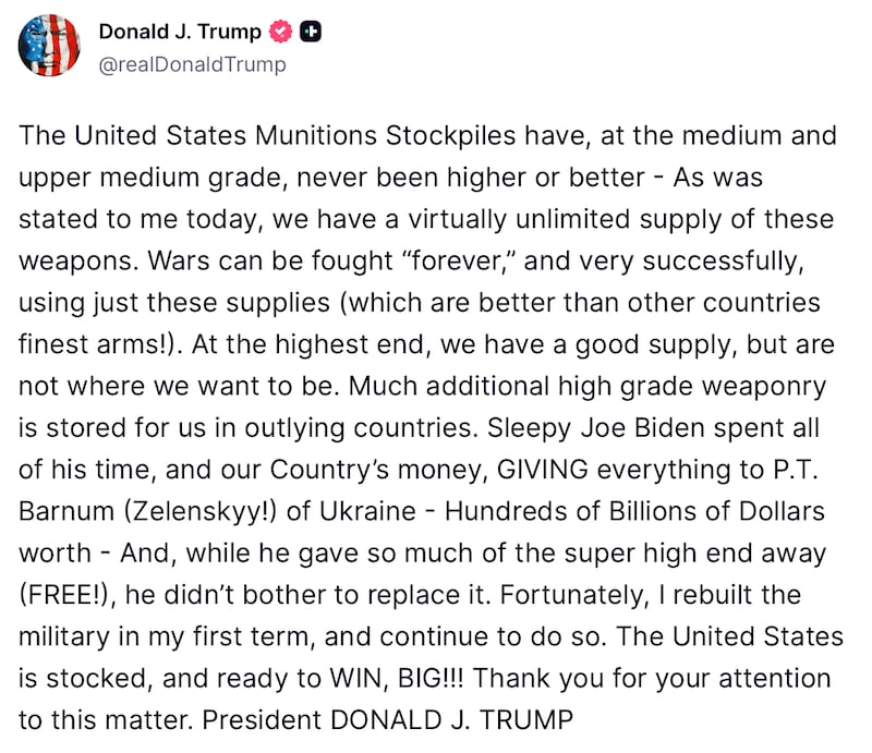 Donald Trump makes another post about his Iran war.