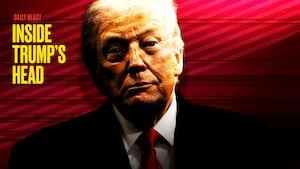 Donald Trump hiding in the shadows.