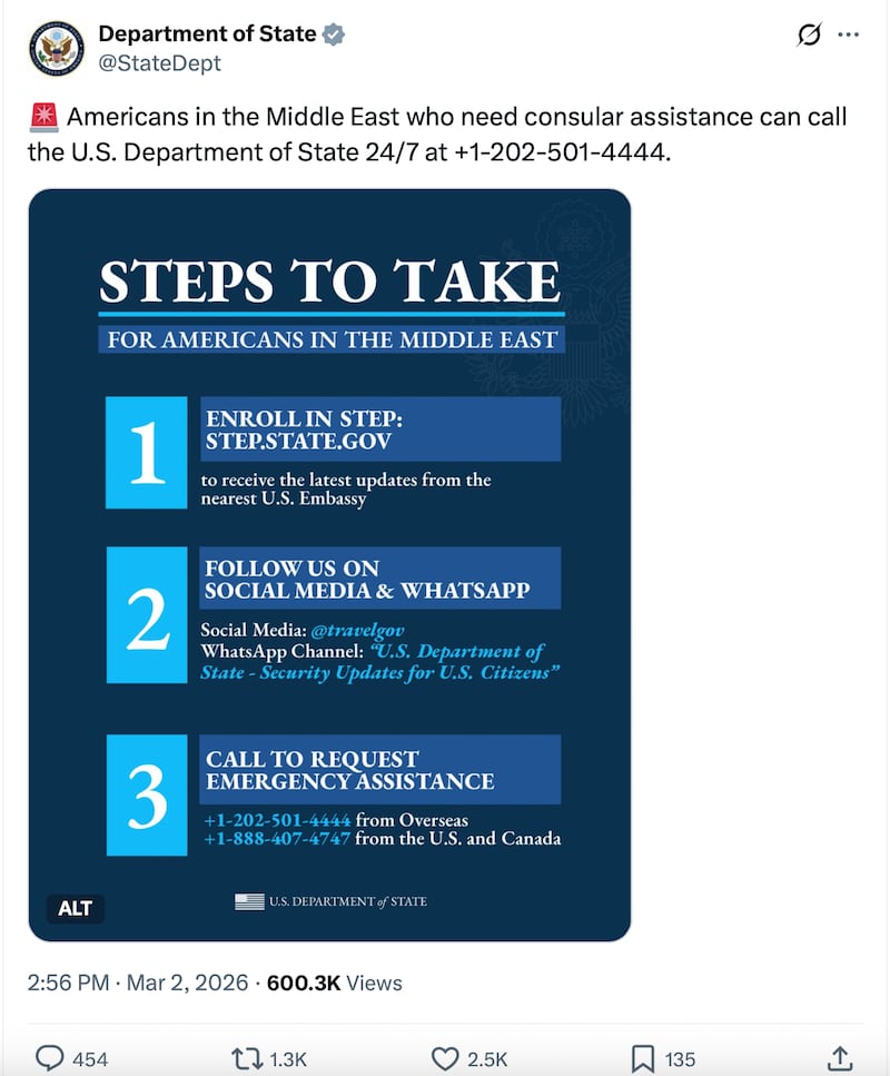 The State Department issued guidance for Americans abroad seeking to return to the states.