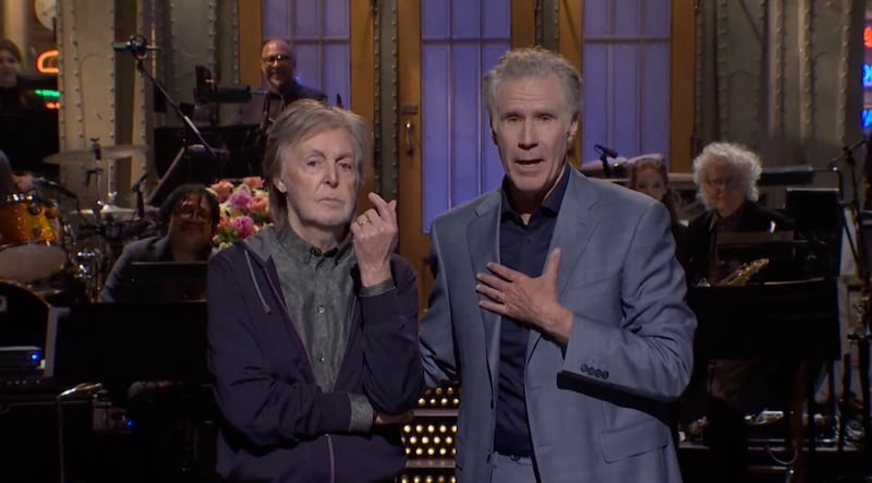 Paul McCartney joins Will Ferrell on stage on 'SNL.'
