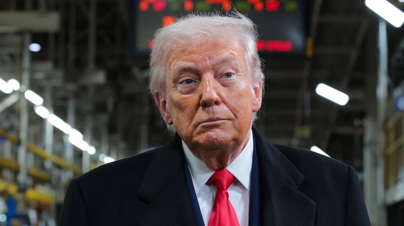 DEARBORN, MICHIGAN - JANUARY 13: U.S. President Donald Trump tours the Ford River Rouge Complex on January 13, 2026 in Dearborn, Michigan. Trump is visiting Michigan where he will participate in a tour of the Ford River Rouge complex and later give remarks to the Detroit Economic Club. (Photo by Anna Moneymaker/Getty Images)